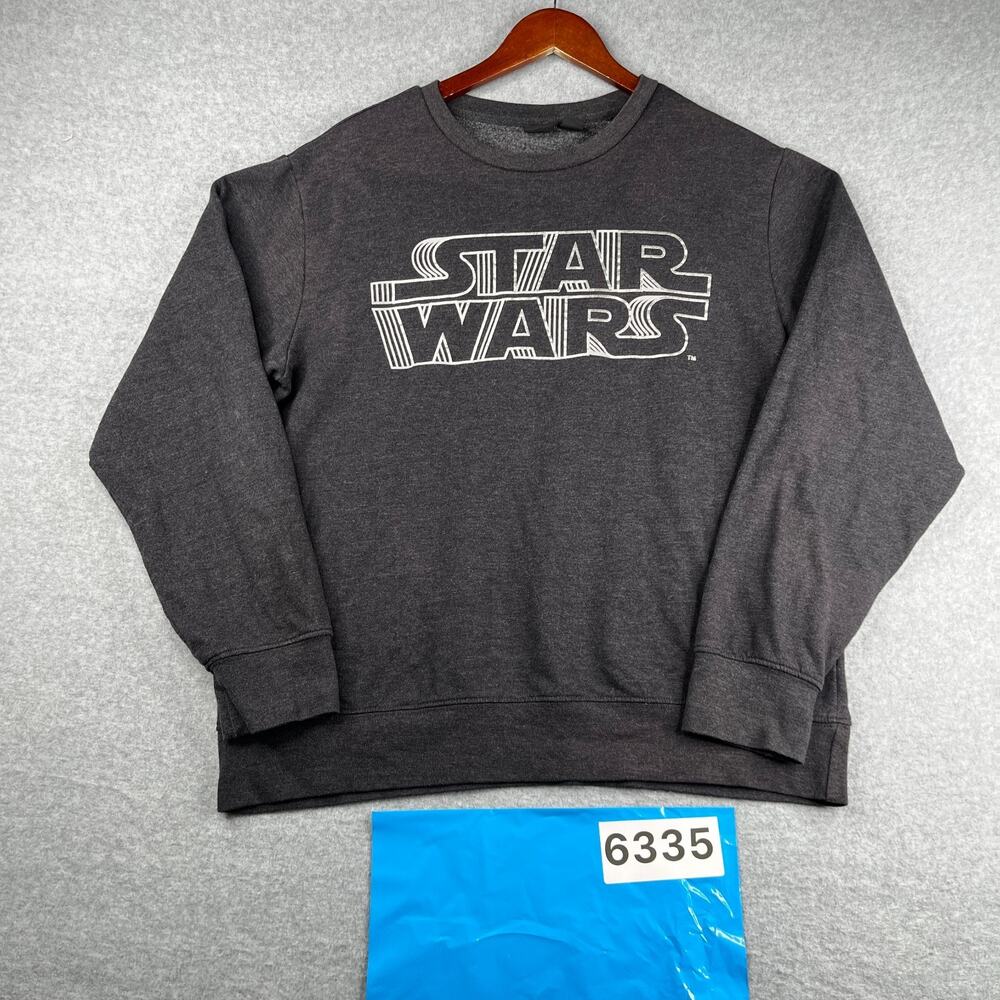 Star Wars Sweatshirt Gray Heather Graphic Print Large Casual